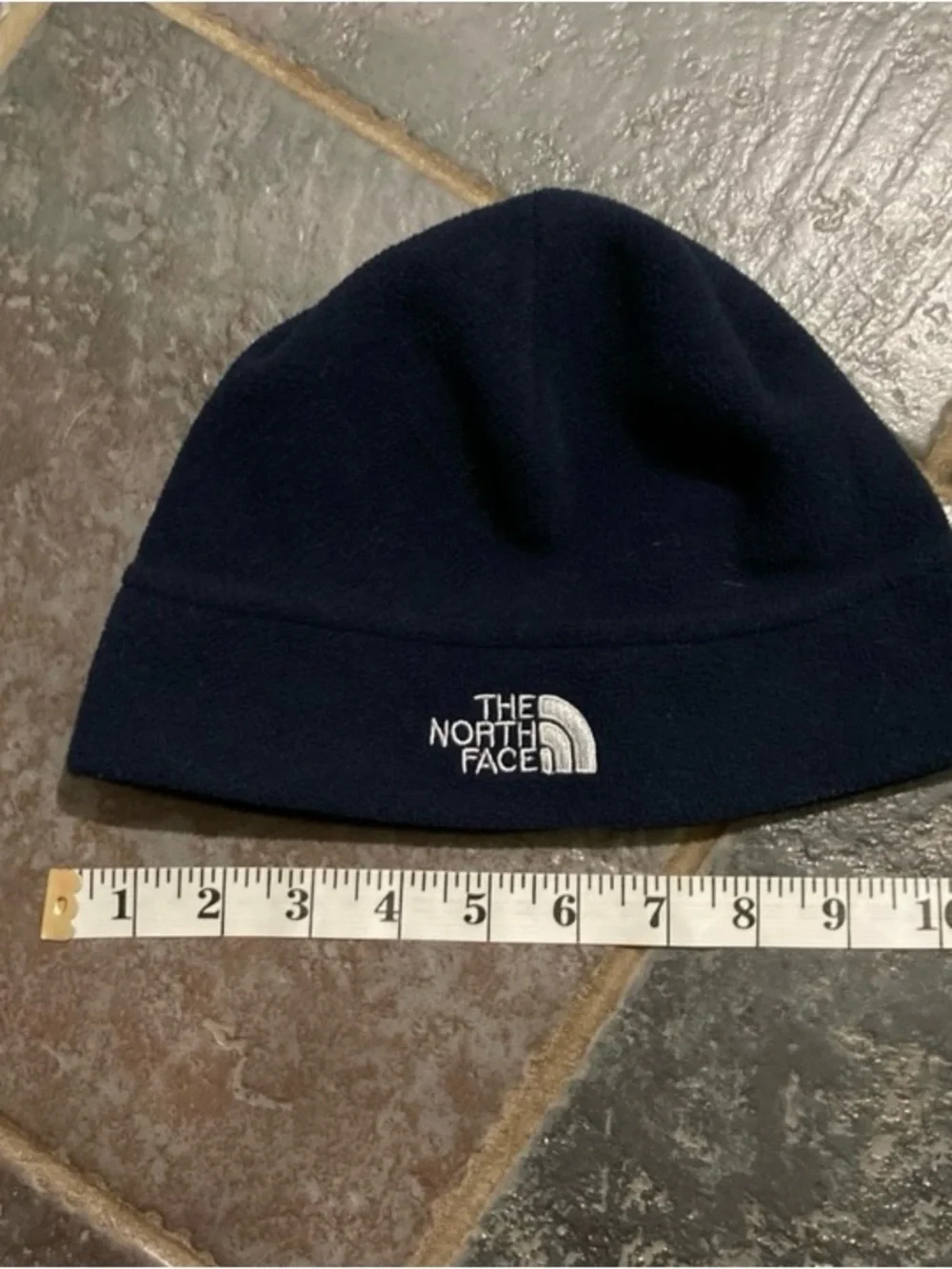 The North Face Kids Navy Fleece Skull Cap with White Logo Size M